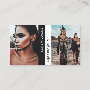 Tarjeta De Visita Fotografía moderna fotógrafa simple en blanco negr