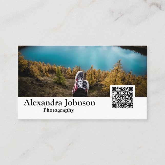 Tarjeta De Visita Fotografía moderna Fotógrafo de código QR (Anverso)