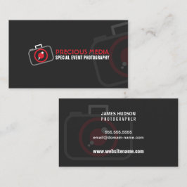 Tarjeta De Visita Fotografía moderna gris blanco rojo