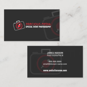 Tarjeta De Visita Fotografía moderna gris blanco rojo