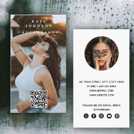 Tarjeta De Visita Fotografía moderna Mínima Simple Photo QR Code
