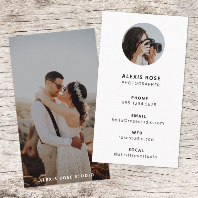Tarjeta De Visita Fotografía moderna Minimal Simple Photo (Modern minimalist white photography business card by Guava - clean, simple and easily customizable)