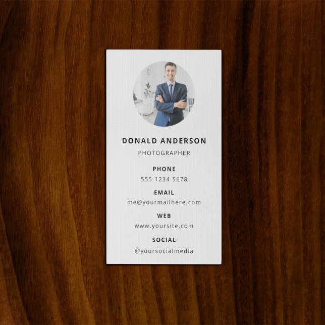 Tarjeta De Visita Fotografía moderna Minimal Simple Photo (Photo Square Business Card)