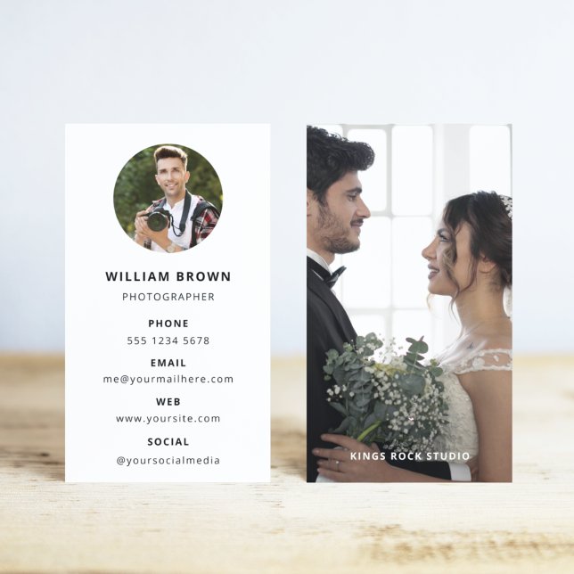 Tarjeta De Visita Fotografía moderna Minimal Simple Photo (Photo Square Business Card)