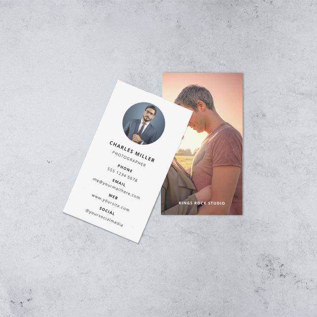 Tarjeta De Visita Fotografía moderna Minimal Simple Photo (Photo Square Business Card)