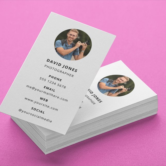 Tarjeta De Visita Fotografía moderna Minimal Simple Photo (Photo Square Business Card)