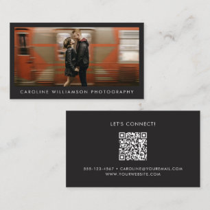 Tarjeta De Visita Fotografía moderna profesional QR negro
