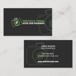 Tarjeta De Visita Fotografía Moderna Verde Blanco Gris