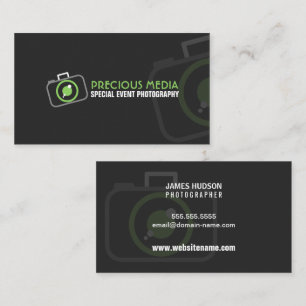 Tarjeta De Visita Fotografía Moderna Verde Blanco Gris