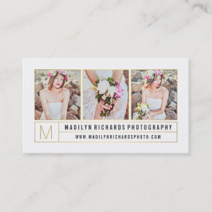 Tarjeta De Visita Fotografía moderna y elegante de líneas doradas