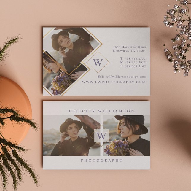 Tarjeta De Visita Fotografía moderna y mínima 2 monograma fotográfic (Subido por el creador)