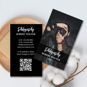 Tarjeta De Visita Fotografía Moderna y Simple Código QR Profesional