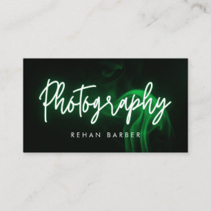 Tarjeta De Visita Fotografía Neon Verde