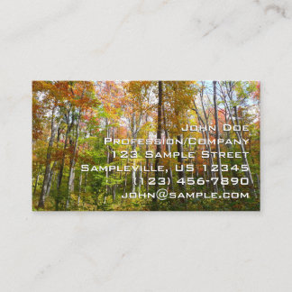 Tarjeta De Visita Fotografía paisajística de otoño en el bosque otoñ