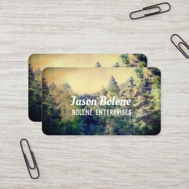 Tarjeta De Visita fotografía paisajística de pinos de montaña (Anverso/Reverso In Situ)