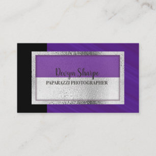 Tarjeta De Visita Fotografía Paparazzi Violeta Negro y Plata