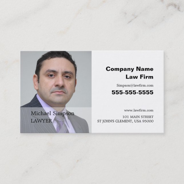 Tarjeta De Visita Fotografía personalizada, profesional legal (Anverso)