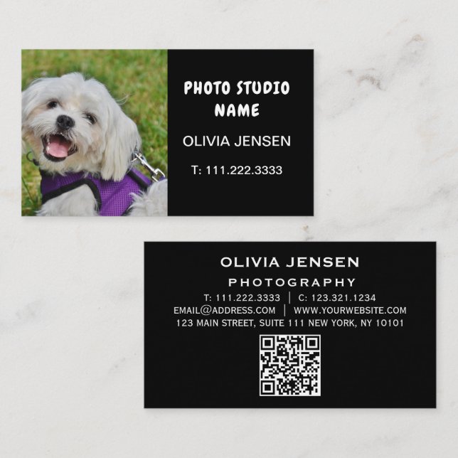 Tarjeta De Visita Fotografía personalizado Mascota moderno (Anverso / Reverso)
