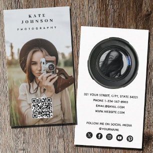 Tarjeta De Visita Fotografía profesional Código QR Icono de medios s