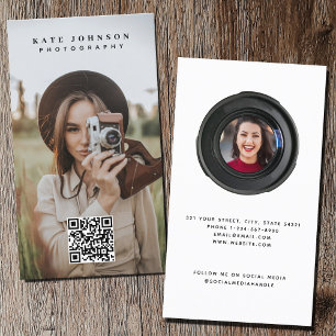 Tarjeta De Visita Fotografía profesional Código QR Medios sociales