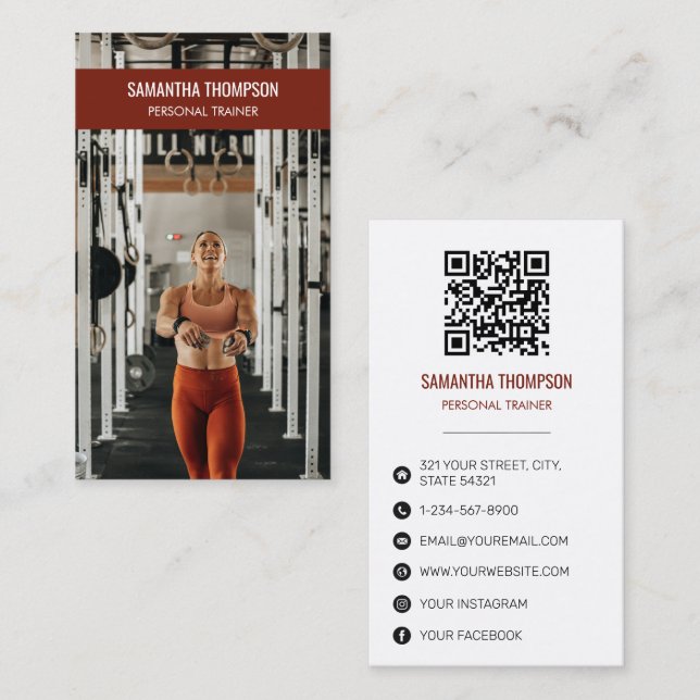 Tarjeta De Visita Fotografía profesional Fitness Influencia en medio (Anverso / Reverso)