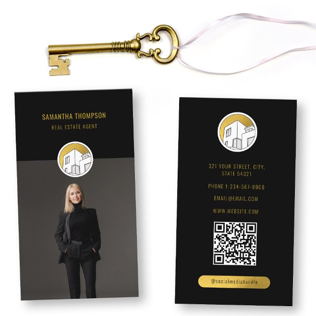 Tarjeta De Visita Fotografía profesional moderna de bienes raíces ve (Professional Modern Real Estate Photo Vertical Business Card)