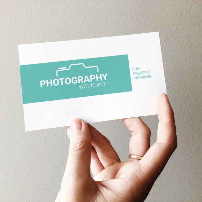 Tarjeta De Visita Fotografía profesional moderna en azul y blanco (Subido por el creador)