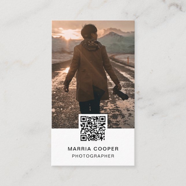 Tarjeta De Visita Fotografía QR Code Foto de medios sociales (Anverso)