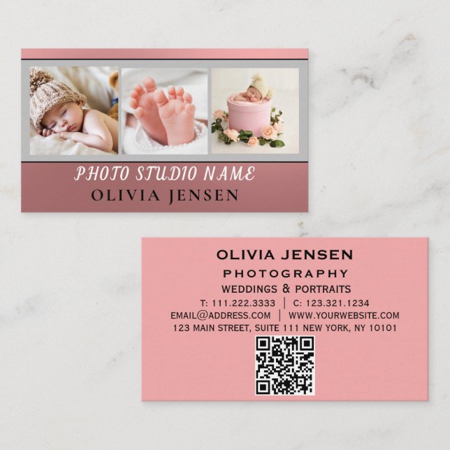 Tarjeta De Visita Fotografía recién nacida Fotógrafo Bebé Foto (Anverso / Reverso)