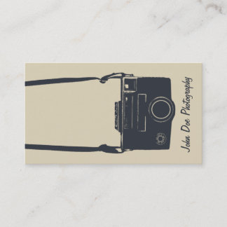 Tarjeta De Visita Fotografía retro azul estilo beige de cámara