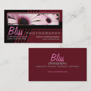 Tarjeta De Visita Fotografía Rojo Negro con plantilla de foto