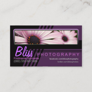 Tarjeta De Visita Fotografía rosada púrpura con negocio de la