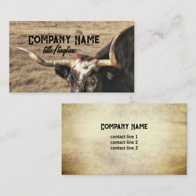 Tarjeta De Visita fotografía rural de vaca de ramo (Anverso / Reverso)