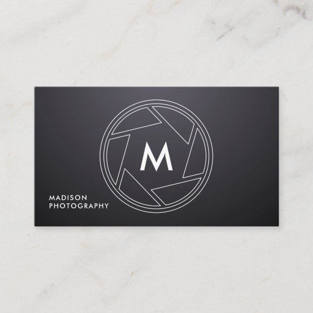 Tarjeta De Visita Fotografía simple y de Moda en negro (Anverso)