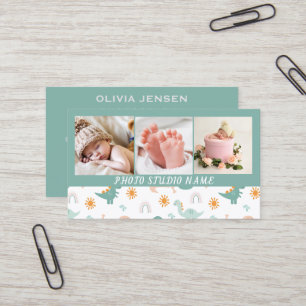 Tarjeta De Visita Fotografía simple y moderna del recién nacido 3 fo
