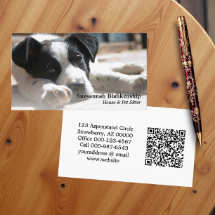 Tarjeta De Visita Fotografía sustituible por Cachorro y código QR