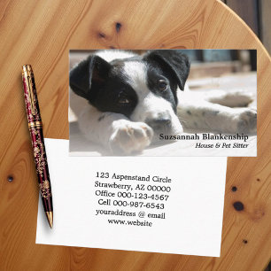 Tarjeta De Visita Fotografía sustituible por el cachorro blanco y ne