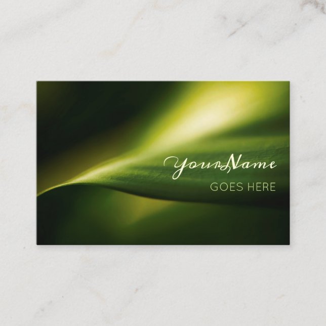 Tarjeta De Visita Fotografía verde elegante de la naturaleza de la (Anverso)