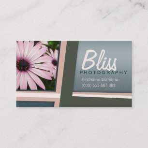 Tarjeta De Visita Fotografía verde rosa con plantilla de foto