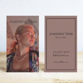 Tarjeta De Visita Fotografía vertical moderna foto artista de tatuaj