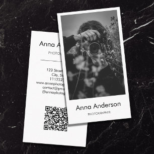 Tarjeta De Visita Fotografía vertical moderna Fotógrafo de código QR