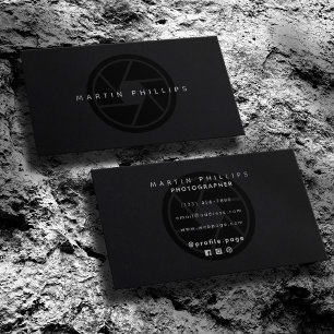 Tarjeta De Visita Fotografía y vídeo de la elegante cámara negra