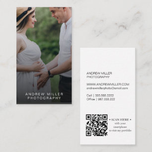 Tarjeta de visita fotográfica vertical con código