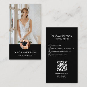 Tarjeta De Visita Fotógrafo 2 Fotos Iconos Personalizados Código QR 