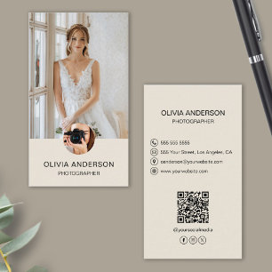 Tarjeta De Visita Fotógrafo 2 Fotos Iconos Personalizados QR Código 