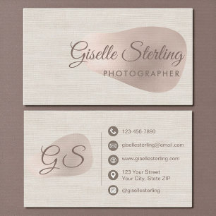 Tarjeta De Visita Fotógrafo Beige Lino Belleza Abstracta