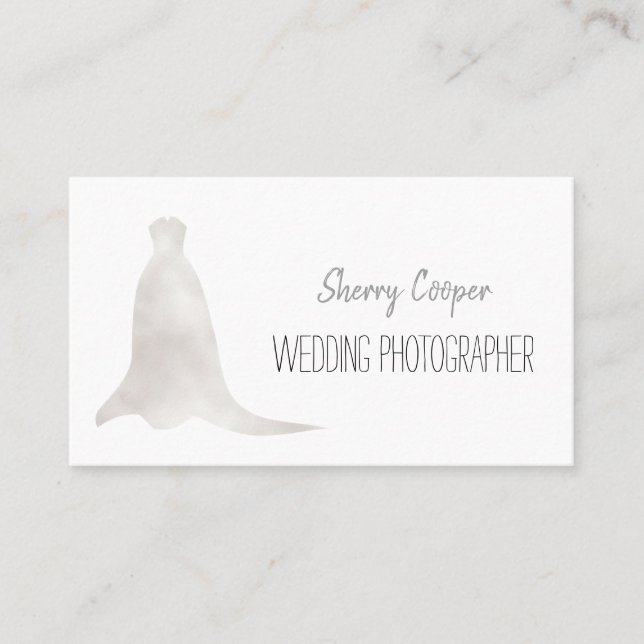 Tarjeta De Visita Fotógrafo boda Boda Vestido Elegante (Anverso)