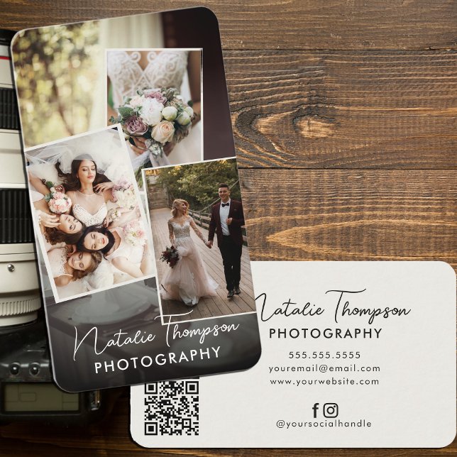 Tarjeta De Visita Fotógrafo boda Cargar imágenes Código QR Boho (Subido por el creador)
