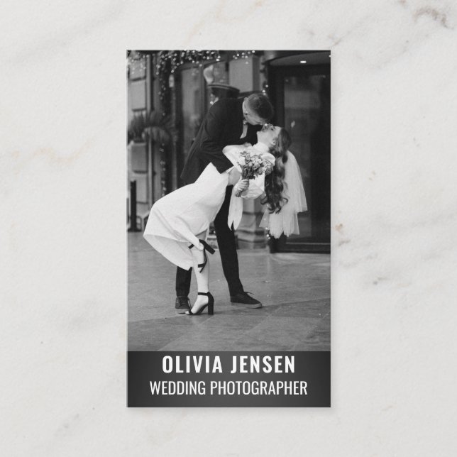 Tarjeta De Visita Fotógrafo boda Código QR vertical Medios sociales (Anverso)