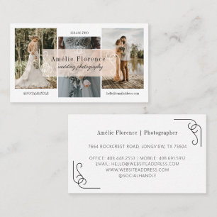 Tarjeta De Visita Fotógrafo Boda con placa rosa de pergamino con cla
